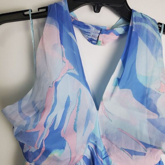 French Connection Chiffon Halter Baby Doll Top Size 2 - Picture 4 of 7